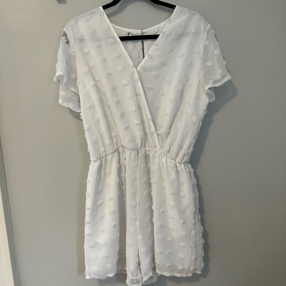 White V Neck Romper